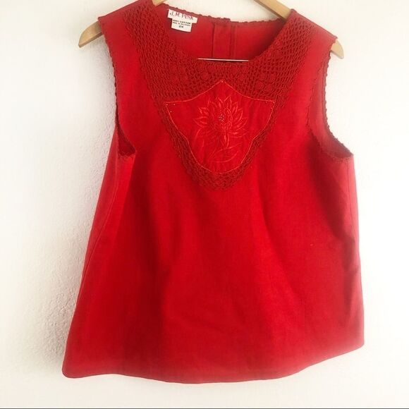 J.M Pink Red Sleeveless Crochet detail Blouse size  2X - Picture 1 of 8